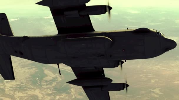 Lockheed 130 Hercules Military Transport Aircraft Flying Left Right Degree — Video Stock
