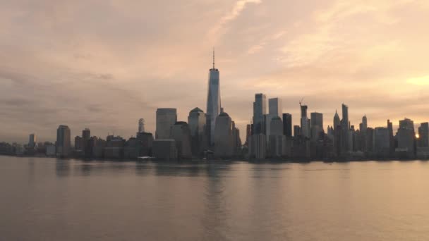 Aerial Footage Lower Manhattan Taken Jersey City — Video Stock