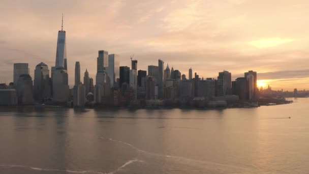 Aerial Footage Lower Manhattan Taken Jersey City — Stok video