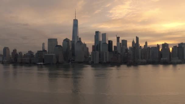 Aerial Footage Lower Manhattan Taken Jersey City — Stock videók