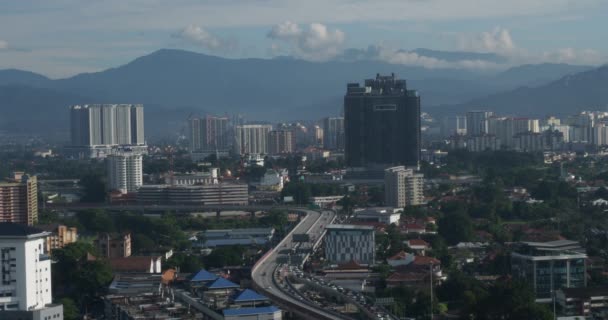 Top View Kuala Lumpur Downtown Mountains Background — Stock videók