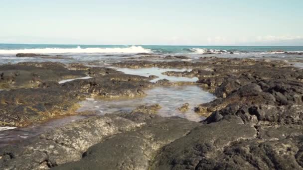 Маленькие Волны Приближающиеся Камере Покрывающей Пласт Лавы — стоковое видео