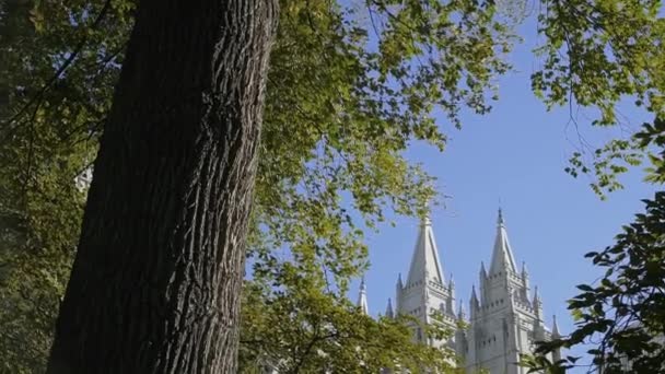 Salt Lake City Latter Day Saint Temple Bright Summer Day — Vídeos de Stock