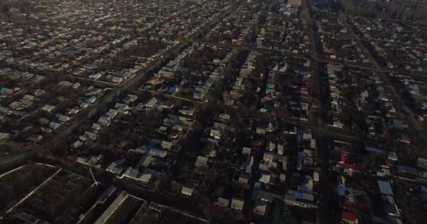 Tilt Drone Camera Movement Top Karakol City Sunny Morning — Stock video