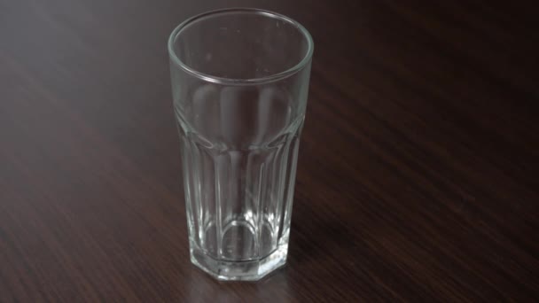 Pouring Cow Milk Tall Glass Wooden Table — Stockvideo