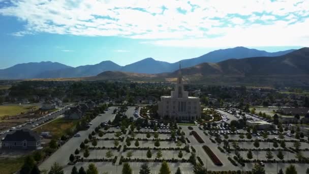 Aerial View Church Jesus Christ Latter Day Saints Temple Payson — Stockvideo