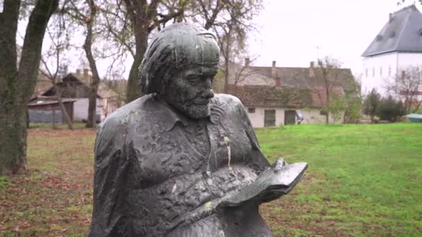 Famous Hungarian Composer Musician Zoltan Kodaly Statue Nyrbator Hungary — Stock video