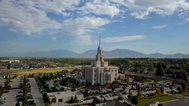 Aerial View Church Jesus Christ Latter Day Saints Temple Payson — Stock Video