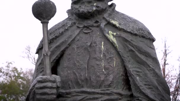 Famous Hungarian Historical Person Gabor Bethlen Statue Nyrbator Hungary — Αρχείο Βίντεο