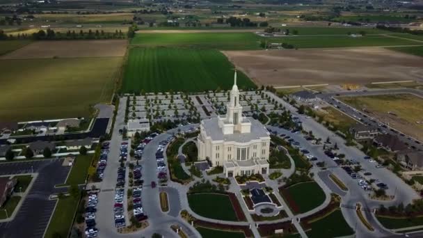 Aerial View Church Jesus Christ Latter Day Saints Temple Payson — Stockvideo