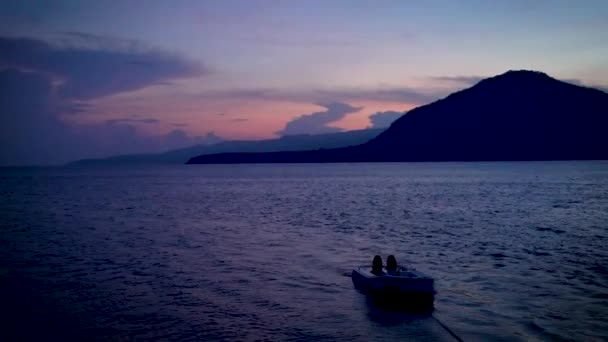 Sun Rising Mountain View Boat Rocking Bay Alor — Stockvideo