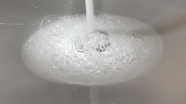 Running Water Faucet Porcelain Sink Fresh Clean Drinking Water — Video