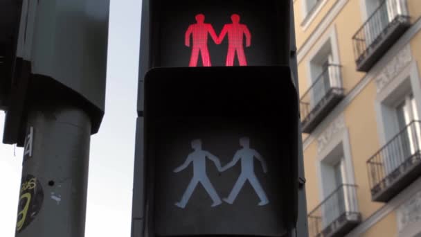 Traffic Lights Madrid Raise Awareness Sexual Diversity Support Lgtbiq Rights — Video Stock