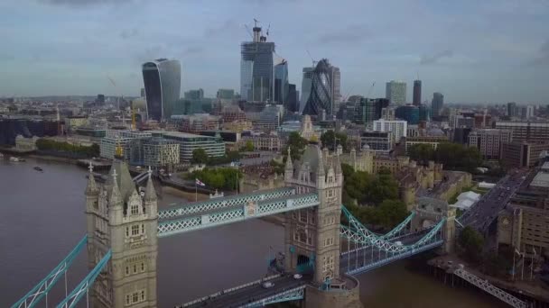 Aerial View Tower Bridge Downtown London — Video Stock