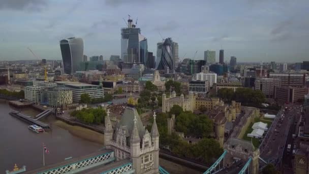Aerial View Tower Bridge Downtown London — Stockvideo