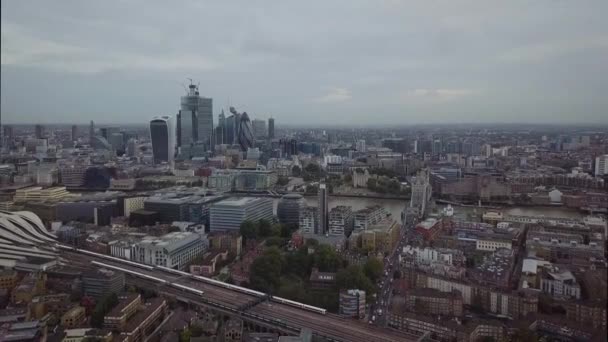 Aerial View Downtown London Tower Bridge — Stockvideo