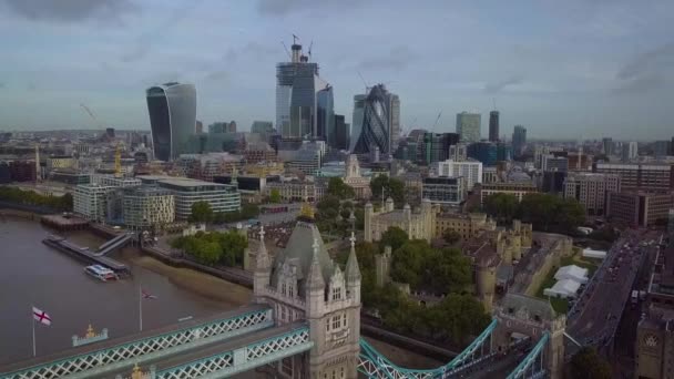 Aerial View Tower Bridge Downtown London — Stockvideo