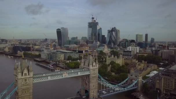 Aerial View Tower Bridge Downtown London — Video