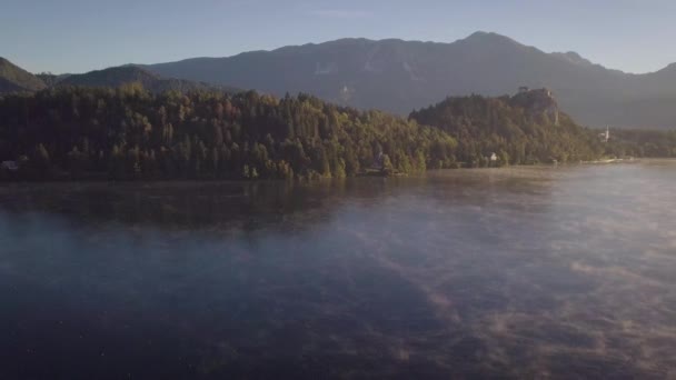 Primer Plano Del Lago Bled Eslovenia Cerca Del Parque Nacional — Vídeos de Stock