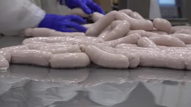 Sausage Cylindrical Meat Product Usually Made Ground Meat Often Pork — Stok video