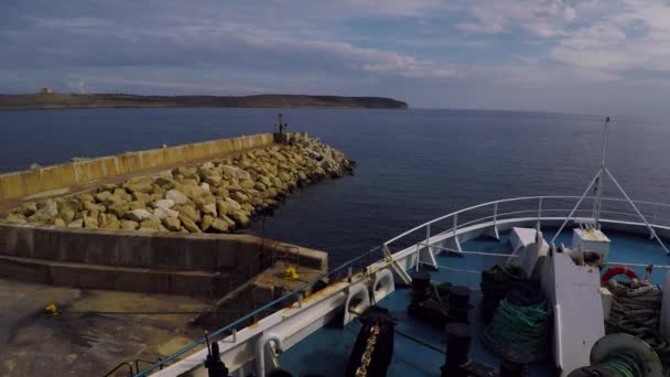 Ferry Boat Waiting Port Malta Looking Island — Stockvideo