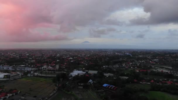 Aerial View Mount Batur Canggu Beautiful Pink Sunset Left — Stok video