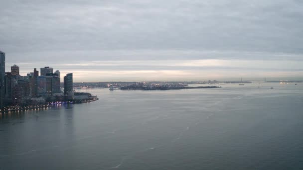 Aerial Footage Lower Manhattan Taken Jersey City — Vídeo de stock
