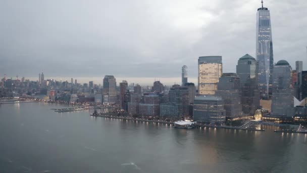 Aerial Footage Lower Manhattan Taken Jersey City — Stock video