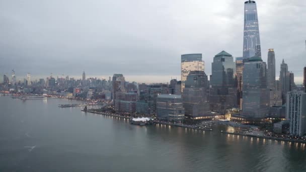 Aerial Footage Lower Manhattan Taken Jersey City — Vídeo de stock