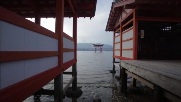 Itsukushima Shrine Main Tori Sunset — Stockvideo