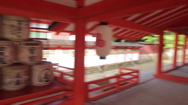 Ицукусима Храм Ходить Внутри Детали Крупным Планом — стоковое видео