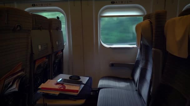 Пассажирское Место Японском Поезде Синкансэн — стоковое видео