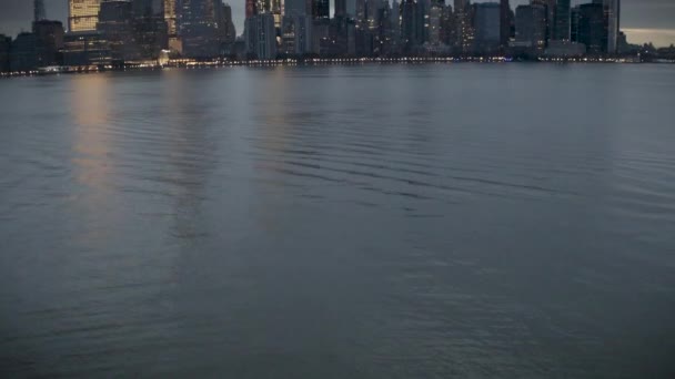 Aerial Footage Lower Manhattan Taken Jersey City — Stockvideo