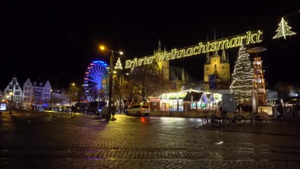 图林根大教堂前著名的耶尔纳圣诞市场 — 图库视频影像