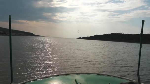 Puesta Sol Barco Lake Albert Uganda — Vídeos de Stock