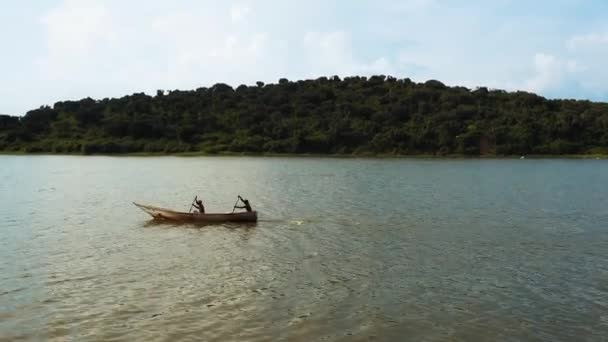 Вид Коли Рибалки Займаються Рибальством Озері Альберт Уганда — стокове відео
