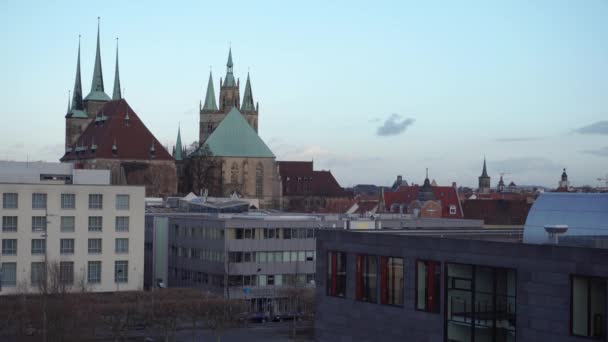 Great Panoramic View Famous Cathedral Erfurt City Thuringia — 图库视频影像