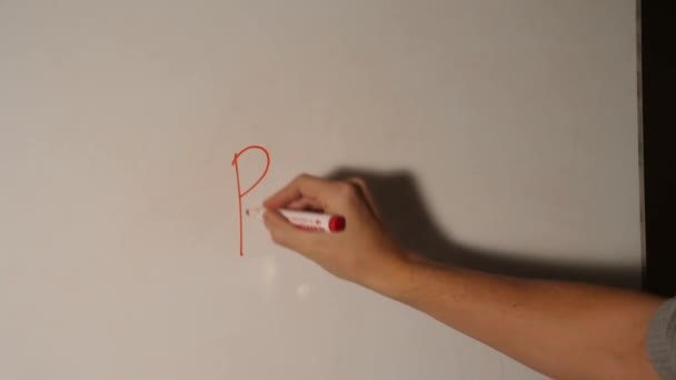 Writing Word Pain White Board Red Marker Crossing Out Word — Stockvideo