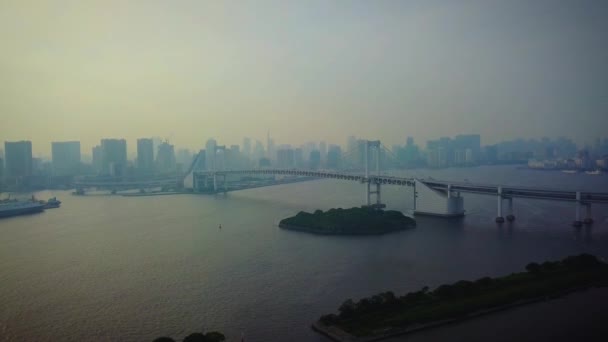 Rising Rainbow Bridge Day Time Water — Stock video