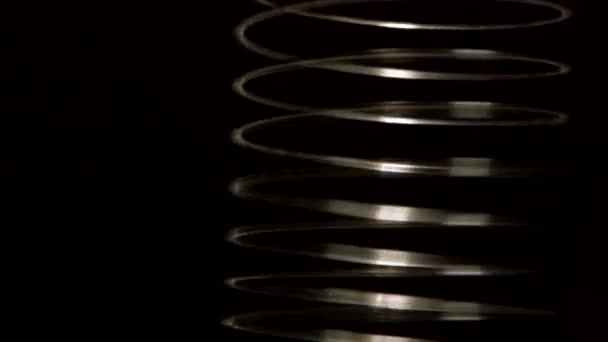 Metal Spring Going Isolated Black Background — Videoclip de stoc