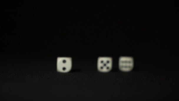 Viewed Horizontally Throwing Dices Random Outcomes — Stockvideo