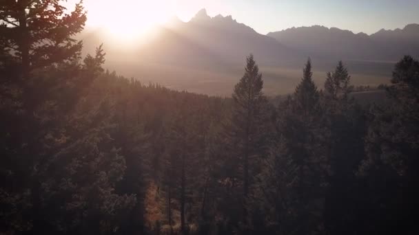 Drone Shot Grand Teton National Park Mountain Range Known Tetons — Vídeo de Stock