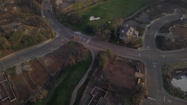 Drone Fly Burnt Out Neighborhood Next Golf Course Rebuilding Wildfires — Video