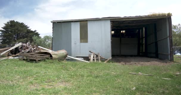 Old Run Shearing Shed Rural Victoria Australia — ストック動画