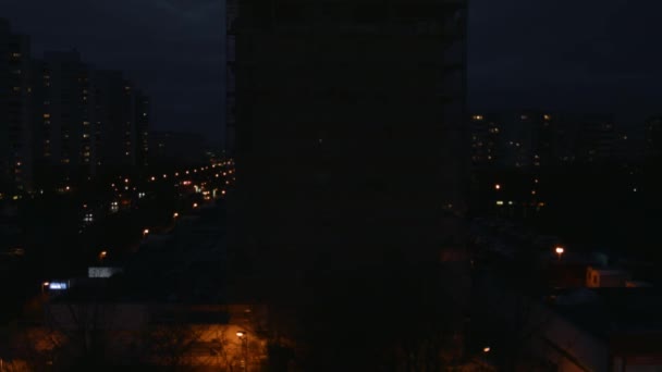 Concrete Building Skyline Dark Night East Berlin Germany — Stockvideo