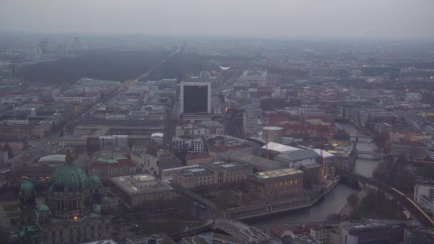 Aerial View Centre Berlin Cloudy Day Winter — Vídeo de stock