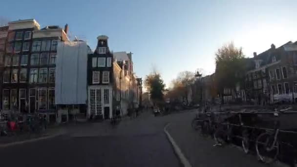 Time Warp Biking City Centre Amsterdam Passing Major Attractions Typical — Stockvideo