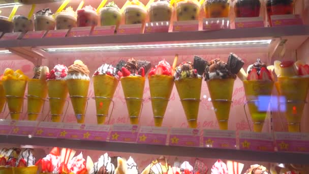 Ice Cream Crepes Jarajuku Tokyo — Wideo stockowe