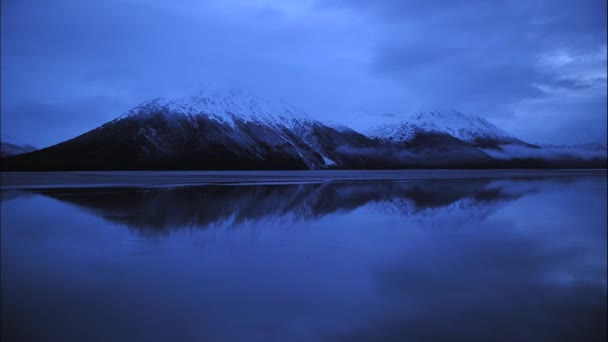 Night Time Lapse Mountains Water Alaska — Stockvideo