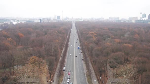 View Victory Column Tiergarten Berlin Skyline Winter — Vídeos de Stock